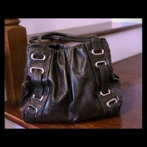 Dark olive snake skin purse